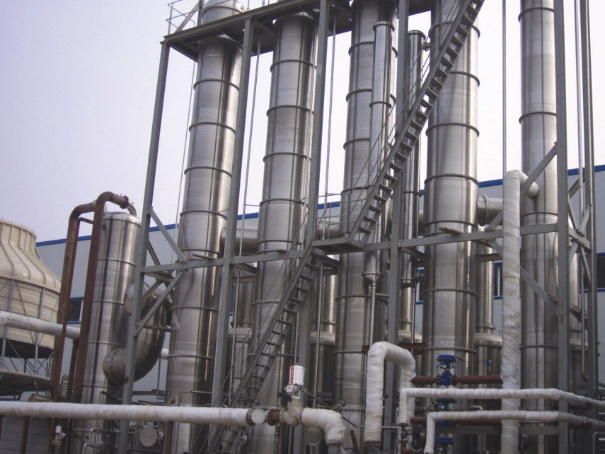 Seven effect falling film evaporator